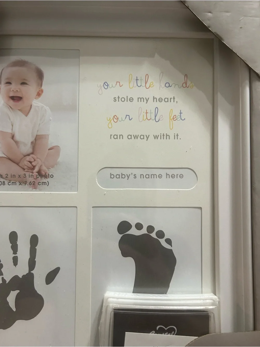 CR Gibson first prints baby frame gray new in box feet and hand prints